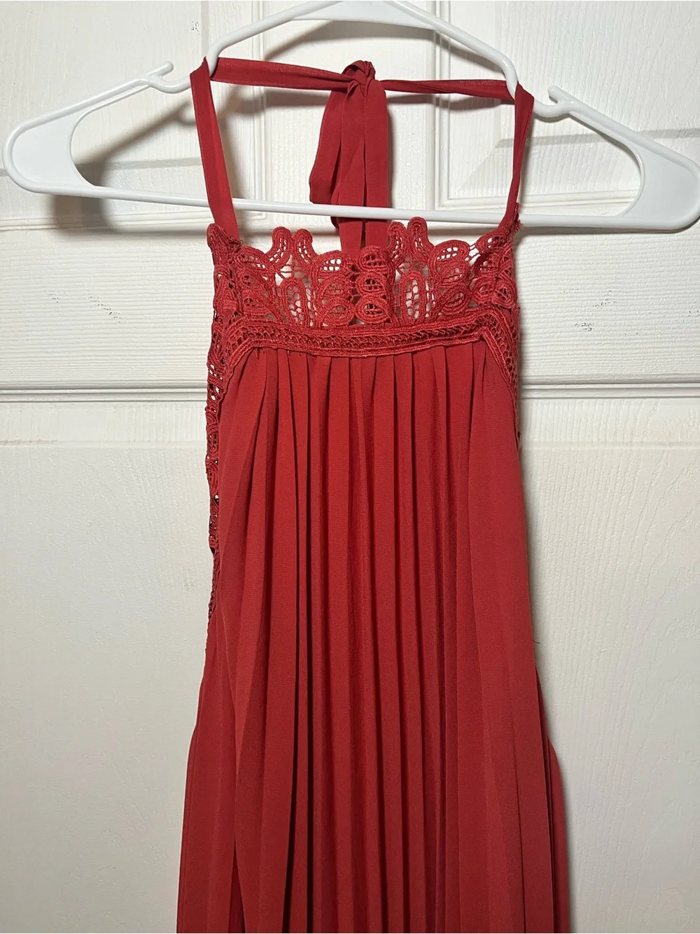 Lulu's Pleated Halter Maxi Dress in Terracotta - Picture 8 of 13